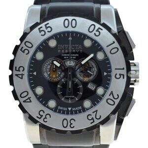 Men's 52mm Invicta Reserve Leviathan Silver/ Black Swiss Chrono Watch Ref: 6660!